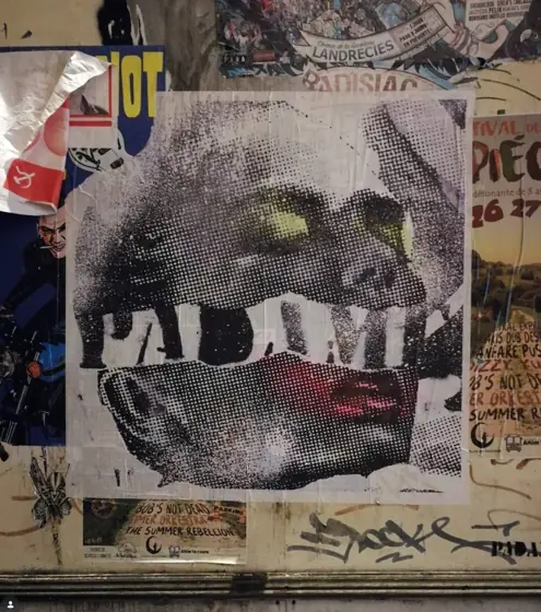 Collage de PADAME dans une rue de Rouen
